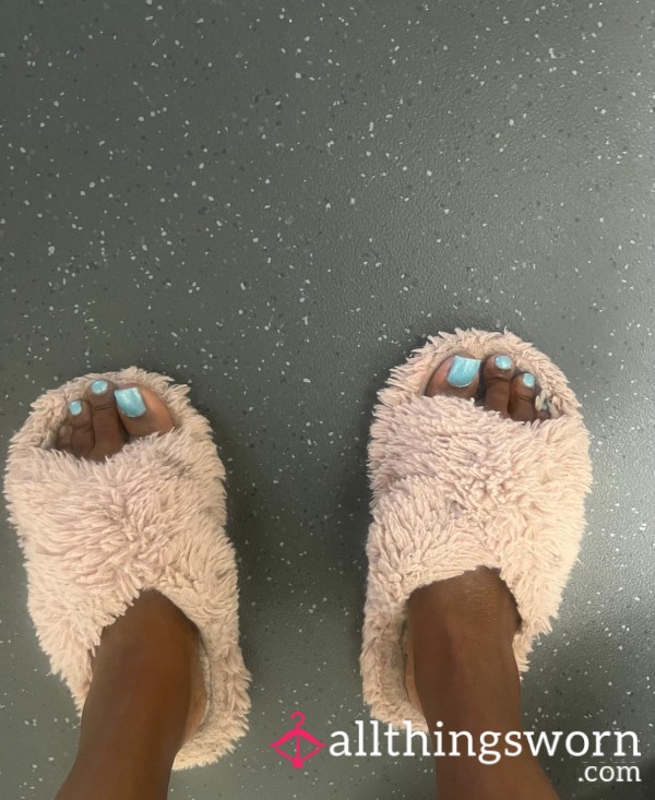 Fluffy Pink Slippers Never Washed