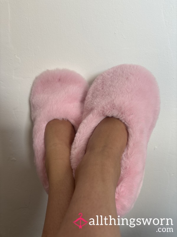 Fluffy Pink Slippers, Worn Everyday