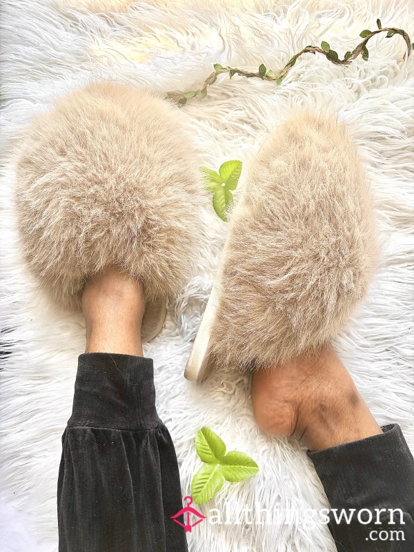 Fluffy Pom Pom Mule Slippers
