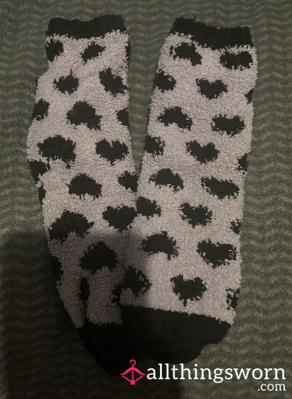 Fluffy Purple And Black Socks