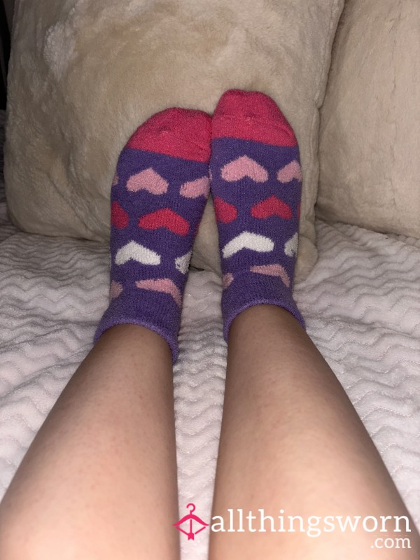 Fluffy Purple Heart Socks!