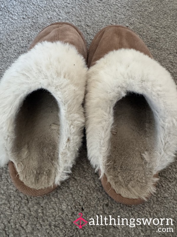 Fluffy Slippers That Are Still Being Worn Daily , Bare Feet And Hottttttt