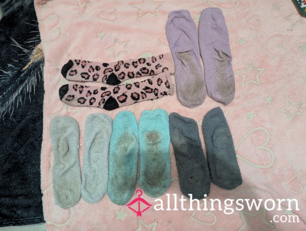 FLUFFY SOCK BUNDLE DIFFERENT COLOURS HEHE WORN BY YOURS TRULY RAINBOW 🌈 UNFORTUNATELY EXPRESS POSTAGE ISN'T INCLUDED IN PRICE