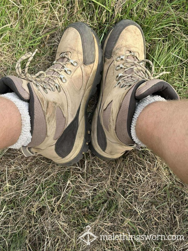 Fluffy Sweat Soaked Socks During A 20 Hike With A Badge To Confirm Distance