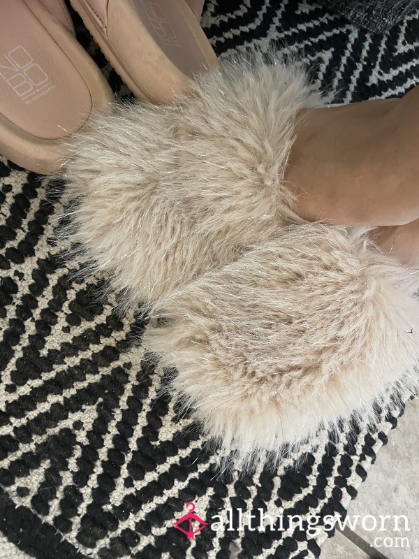 Fluffy Well Worn Fuzzy Slippers