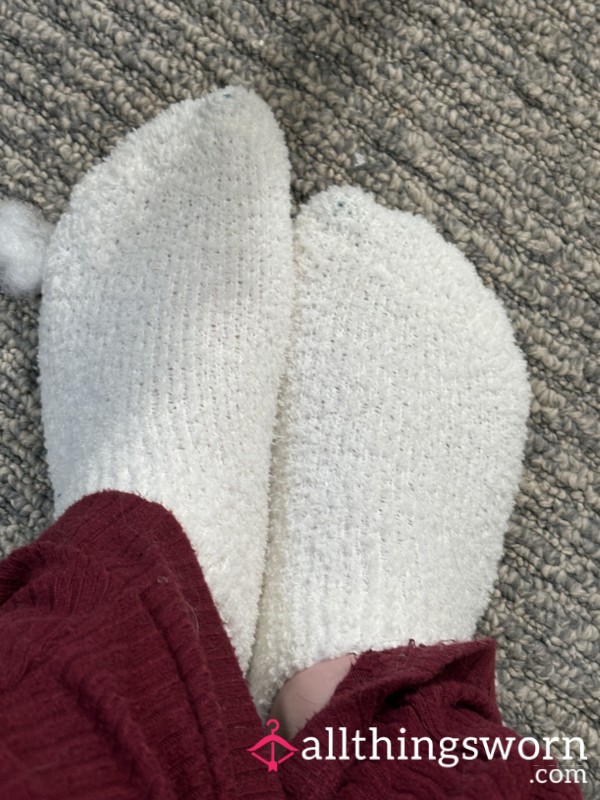 Fluffy White Ankle Socks