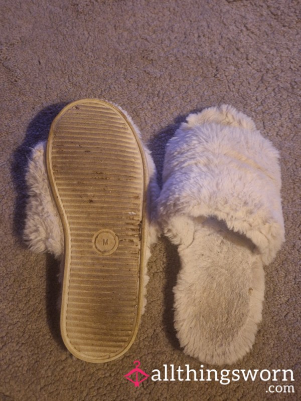 Fluffy White Slippers - Over 24 Months Of Wear 🤭😘