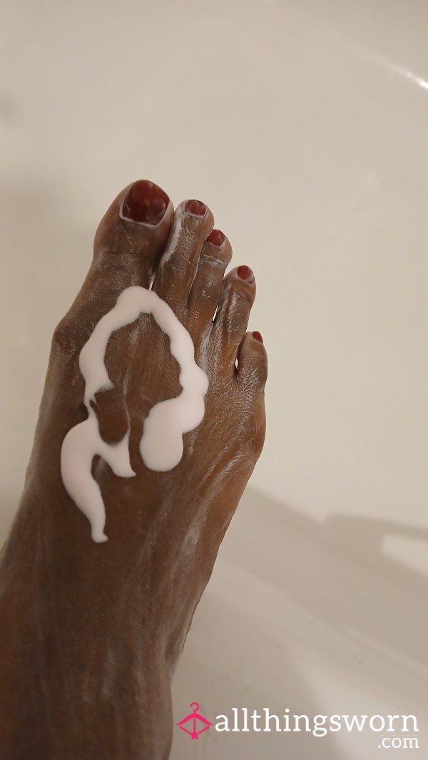 Foot Being Creamed/moisturised