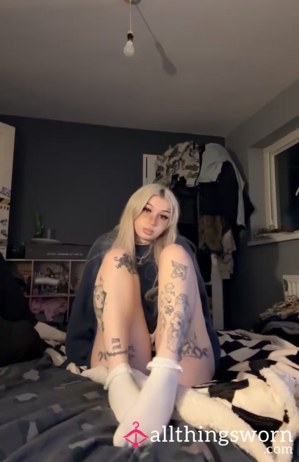 Foot Worship, Removing White Frilly Socks And Showing Off
