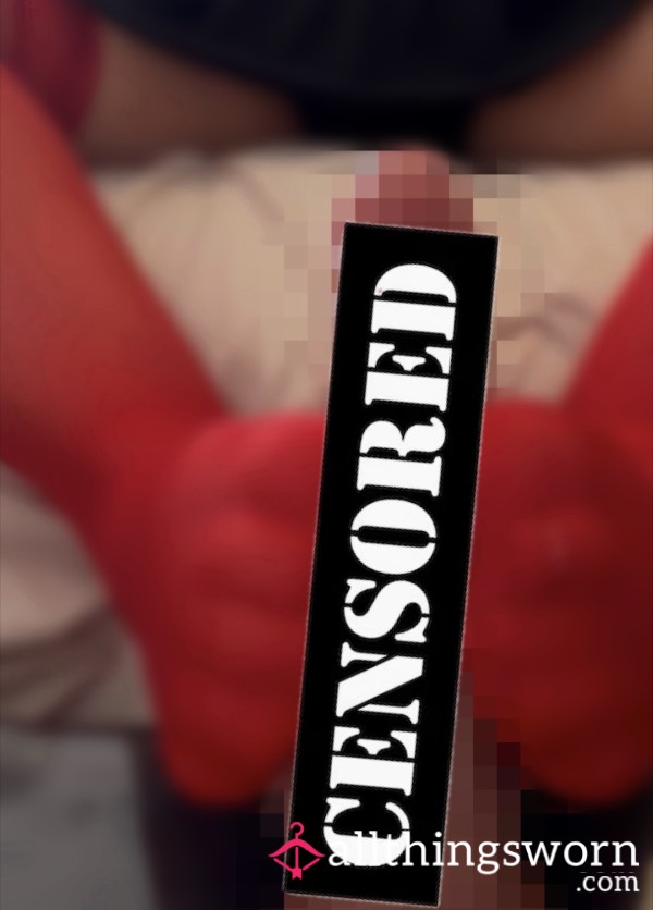 Footjob Red Stockings Play JOI With Countdown… 🥵💋👣