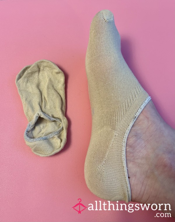 Footlets No Show Socks In Nude, Worn For 24 Hours
