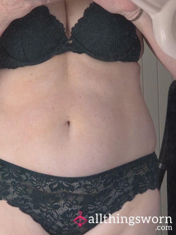 Forest Green Bra 38b And Panties 14 Lacy