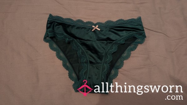 Forest Green Silky Lace Lined Panties