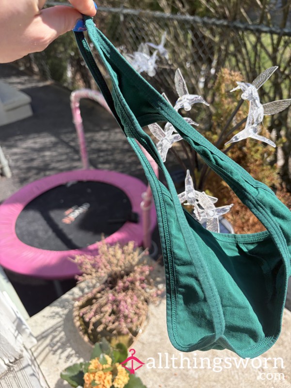 Forest Green Size M Cotton Thong