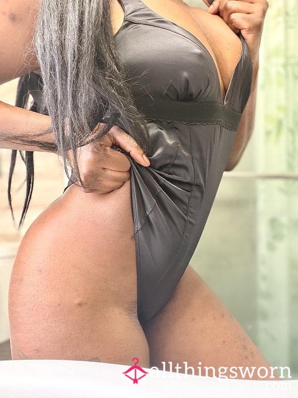 Free People Intimately "Anywhere With You" Stretch Satin Bodysuit In Black