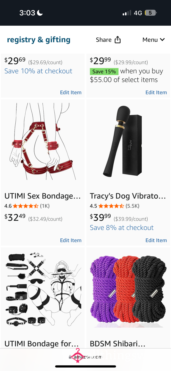 Free Videos Of Me Using Whatever You Buy From My Wish List