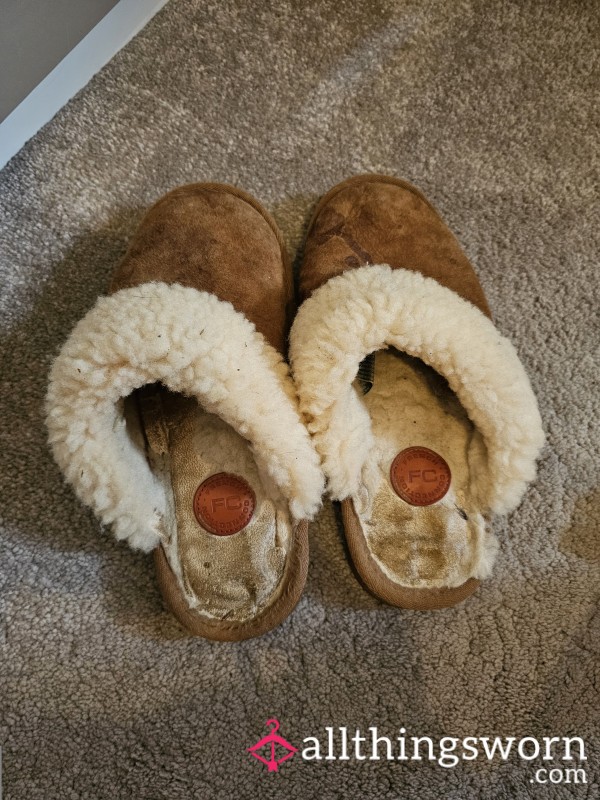 French Connection Sheep Fur Lined Stinky Cheesy Slippers