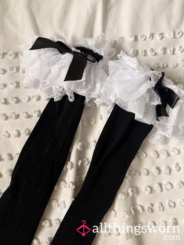 ‼️ CLEARANCE ‼️ French Maid Stockings - White Lace