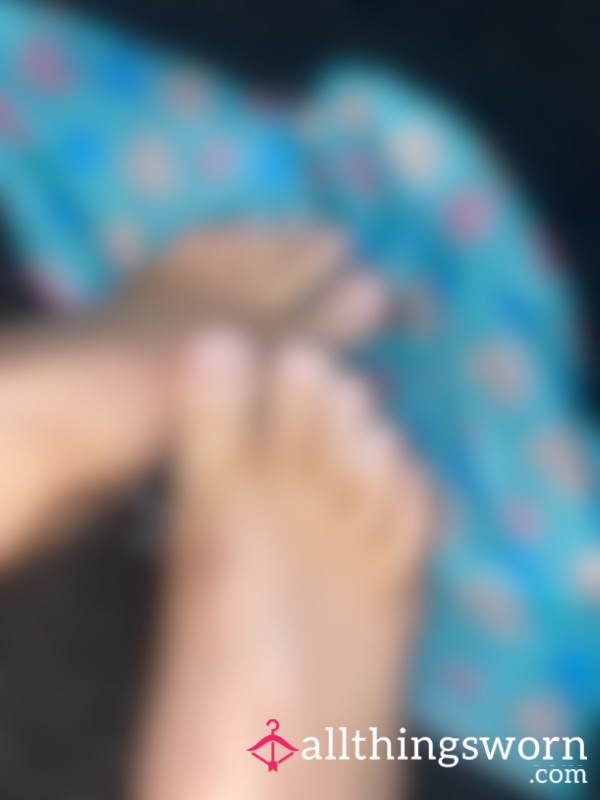 French Tip Toes Covered In Candy Floss Foot Sock Goo