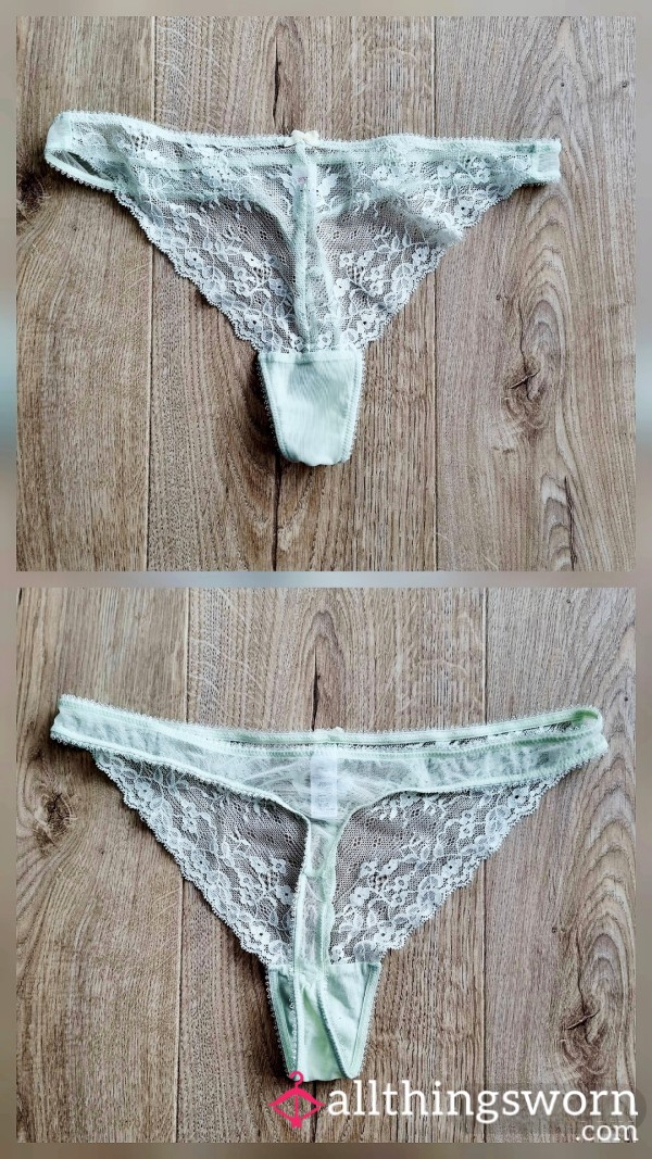 💚 Fresh & Flirty Light Green Lace Thong – Nature’s Little Tease 💚