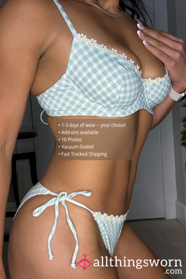 FRESH & FLIRTY – MINT GREEN GINGHAM BIKINI (1609)