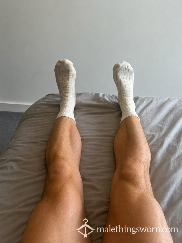 Fresh Off A 30K White Running Socks, Unwashed & Bagged