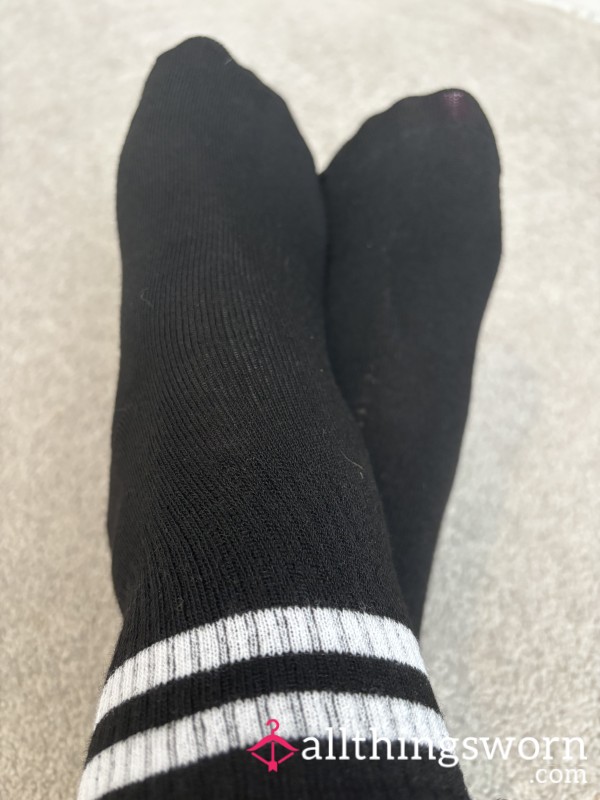Fresh Socks On Dirty Feet Ready For An Afternoon Decorating And Cleaning.
