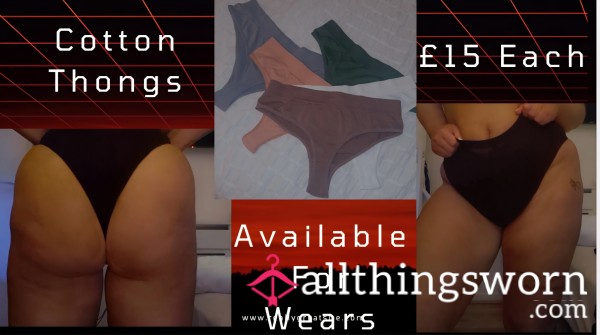 🍑 Fresh Worn Cotton Thongs 🍑
