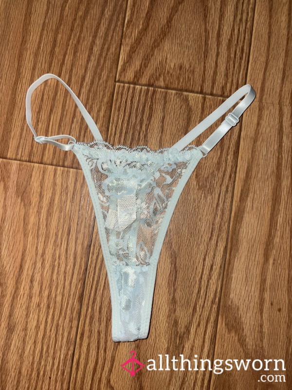 Freshly Gym Worn Lace Blue Thong💙