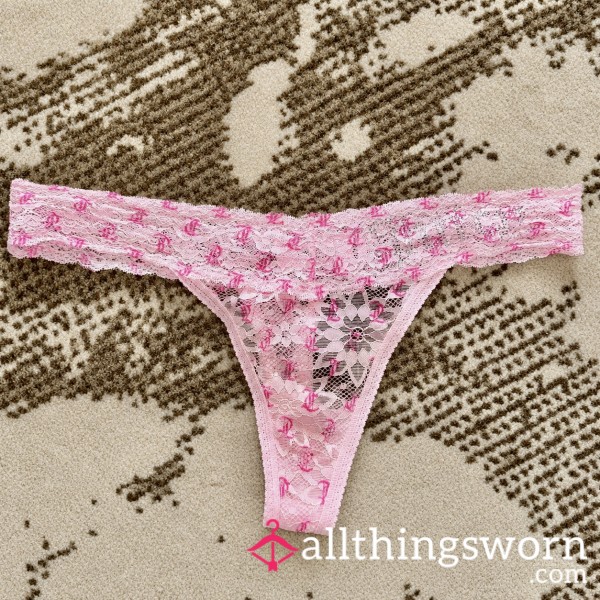 Freshly Gym Worn Pink Lace Thong 💖