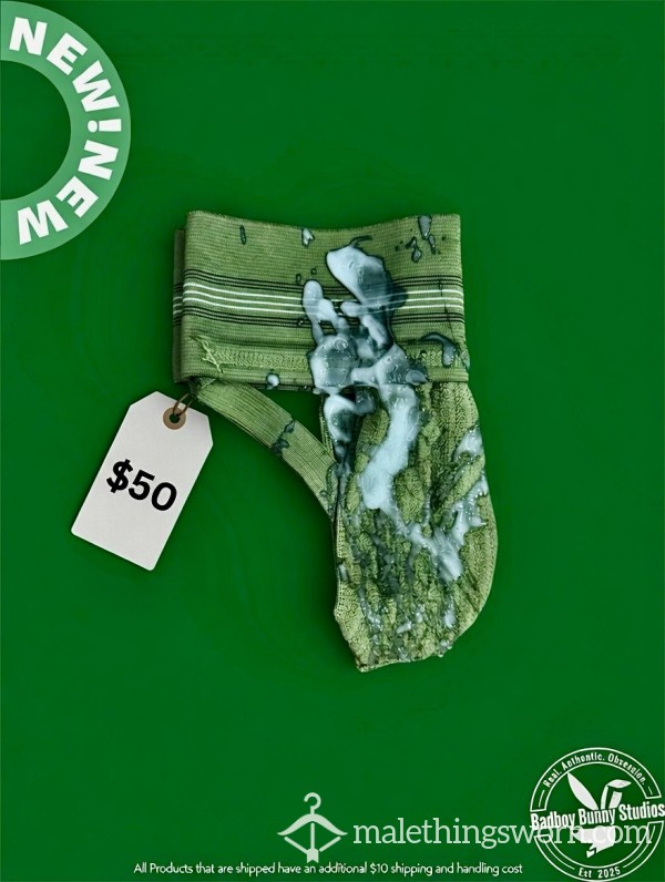 Freshly Loaded Green Jockstrap – Post-Game Explosion With My Buddy ($50 + Shipping)