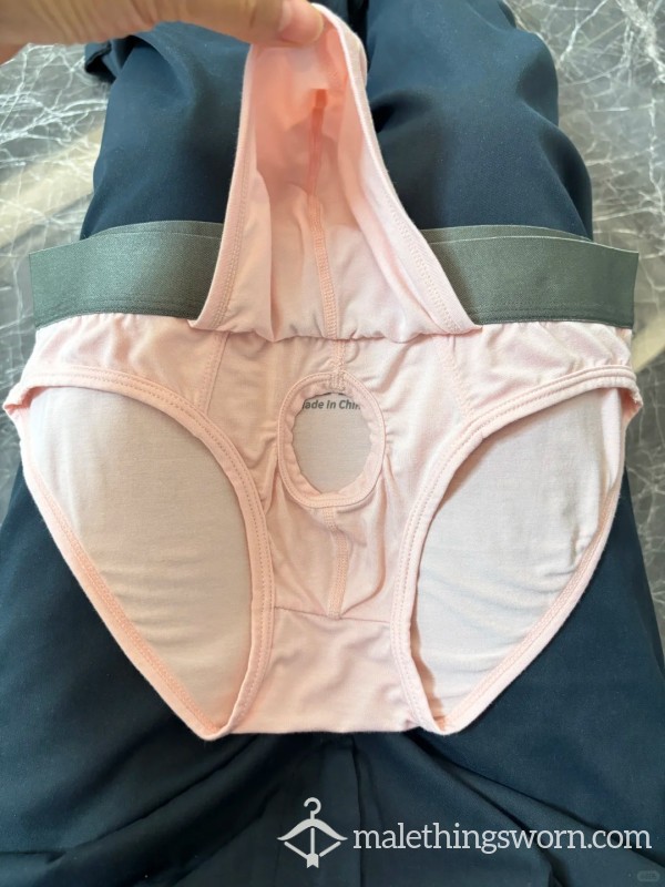 😈 Freshly Removed Pink Open-Crotch Used Jockstrap｜Heavy C*ck Sweat + Musky A** Scent｜Worn All Day Soaking Wet