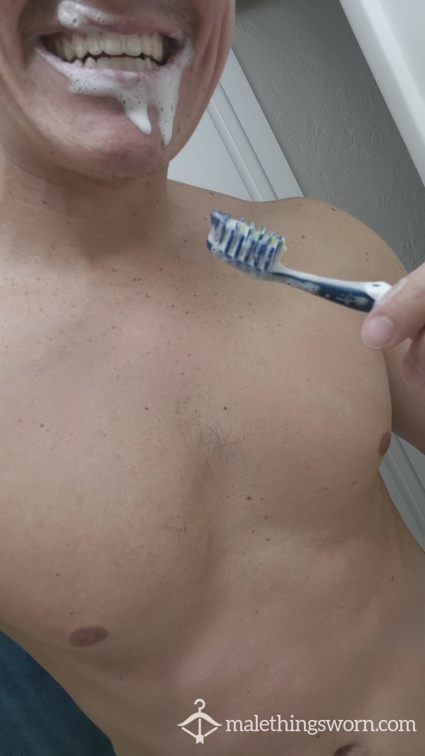 Freshly Used Toothbrush, Scraped Tongue Chewed On, CAN BRUSH OTHER SPOTS BEFORE SHIPPING