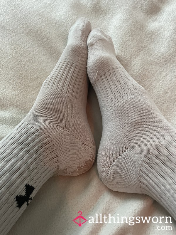 Freshly Worn White Sport Socks - Naturally Worn - Discreet Shipping