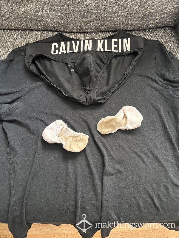 Friday Deal - Gym T-shirt/ Calvin Klein Breifs/ Ankle Socks - 5 Days Worn