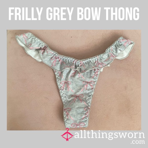 Frilly Grey Bow Thong🎀