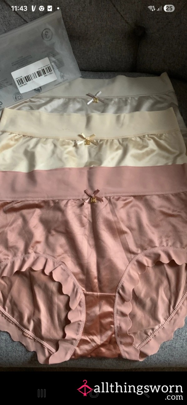 Frilly Silky Knickers With Gold Details