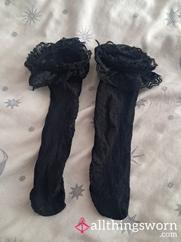 Frilly Patterned Socks Worn With Boots 12 Hours - Extra Wear/s Available
