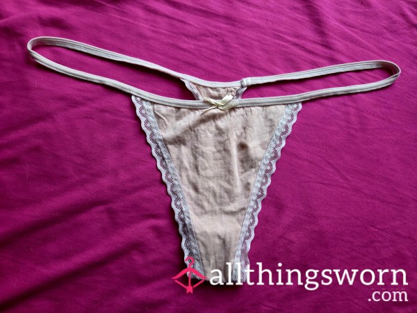 Frilly Pink And White Thong