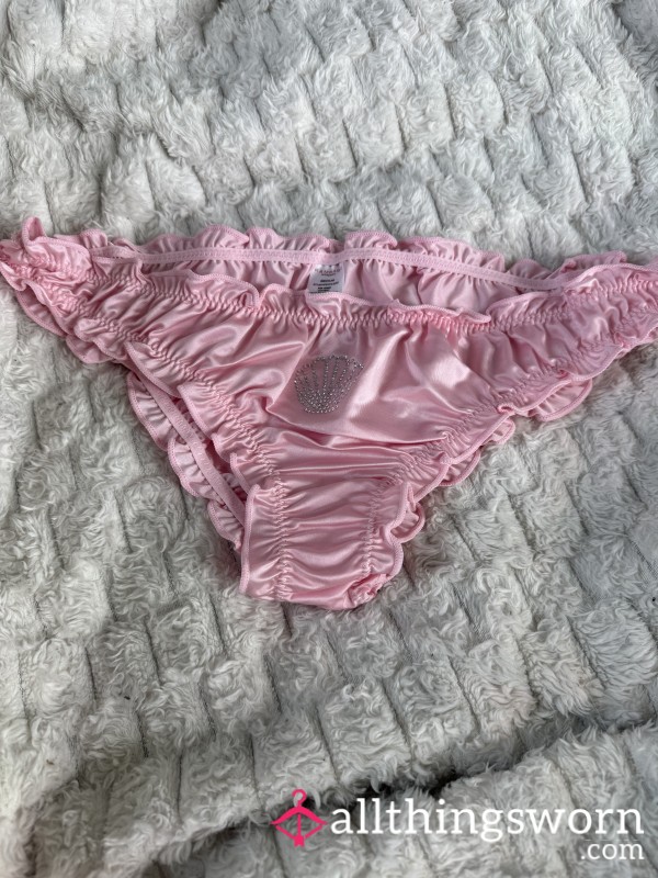 Frilly, Pink, Satin, Bikini Panties • M