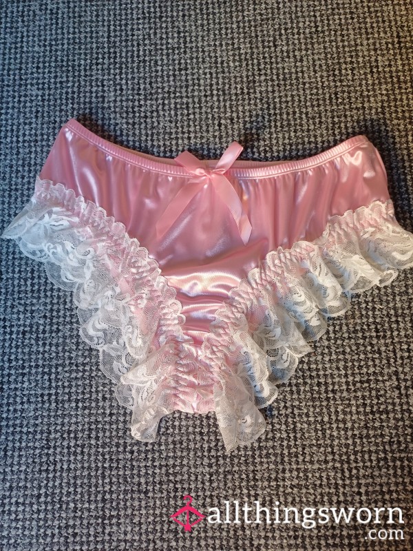 Frilly Sissy Knickers- Pink Satin And Lace! 😍