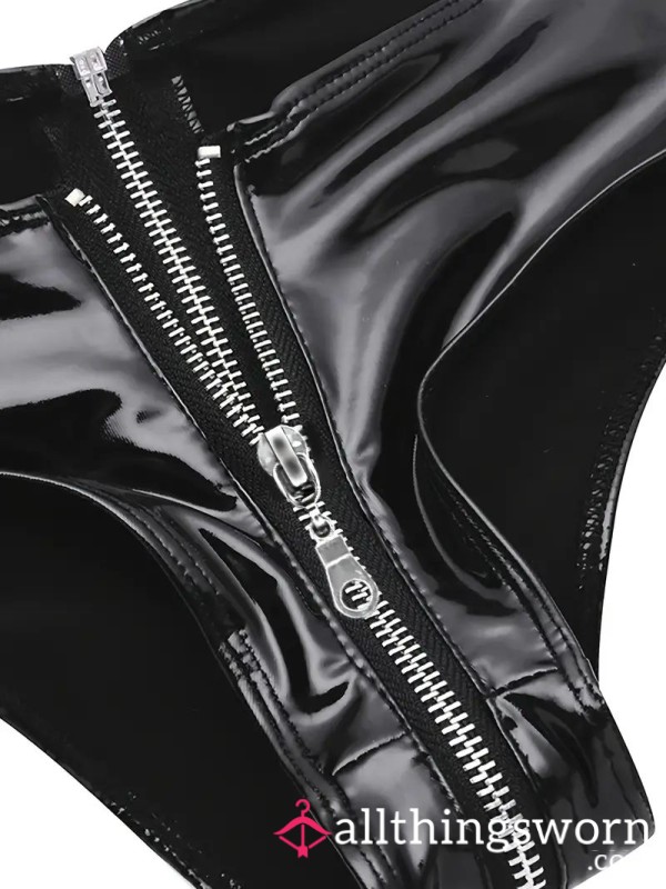 Front To Back Zip PVC Cheeky Panty