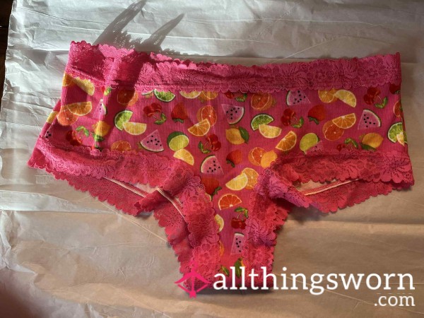 Fruity, Cheeky, Lace Trimmed Pink Panties