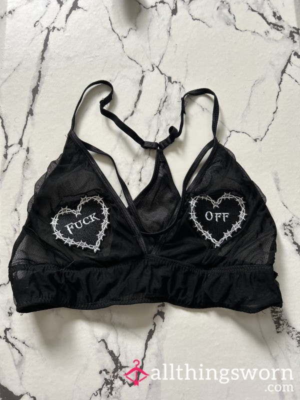 “f**k Off” Black Bralette