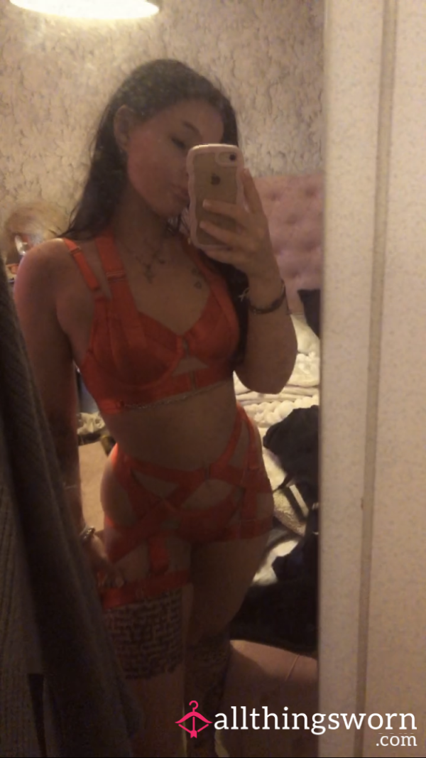 Full 3 Piece Red Strappy Set
