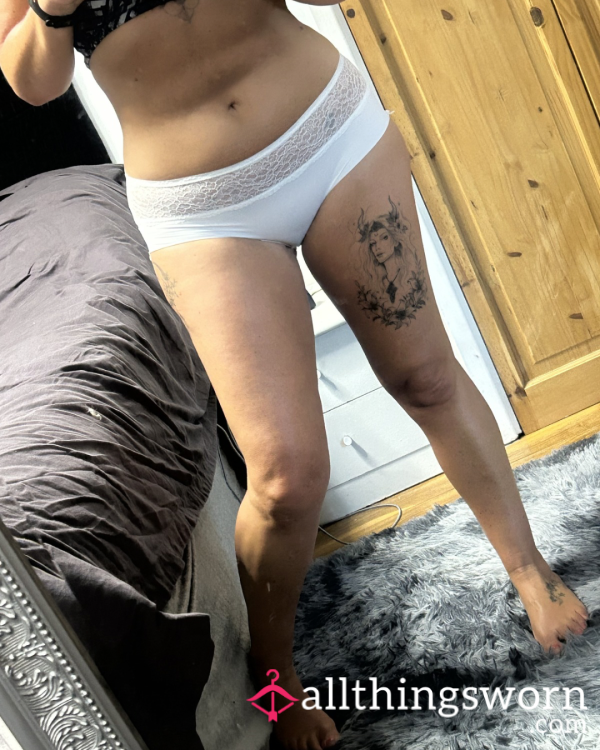 Full Back Lacy White Panties 💋 Gym Worn Just For You 💋