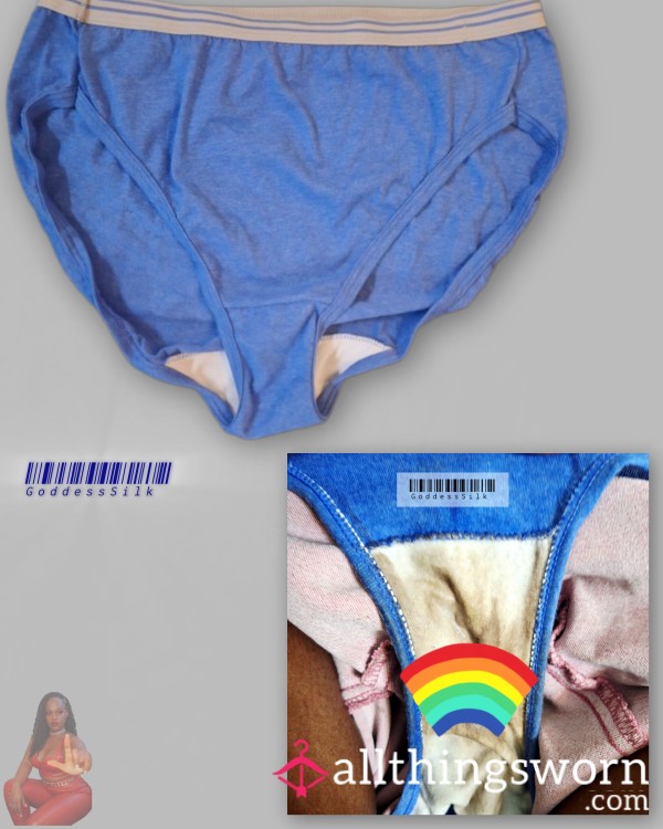 Full Back New Blue Panties - Cotton- Wet Creamy Musky Scented- Bush- Hairy