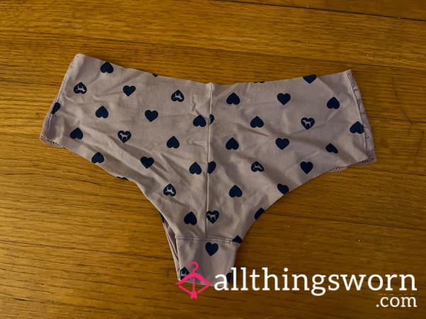 Full Back Panties-Light Purple With Heart Pattern