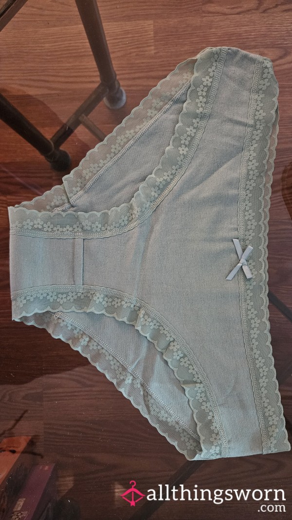 Green Full Back Panty With Lace Trim