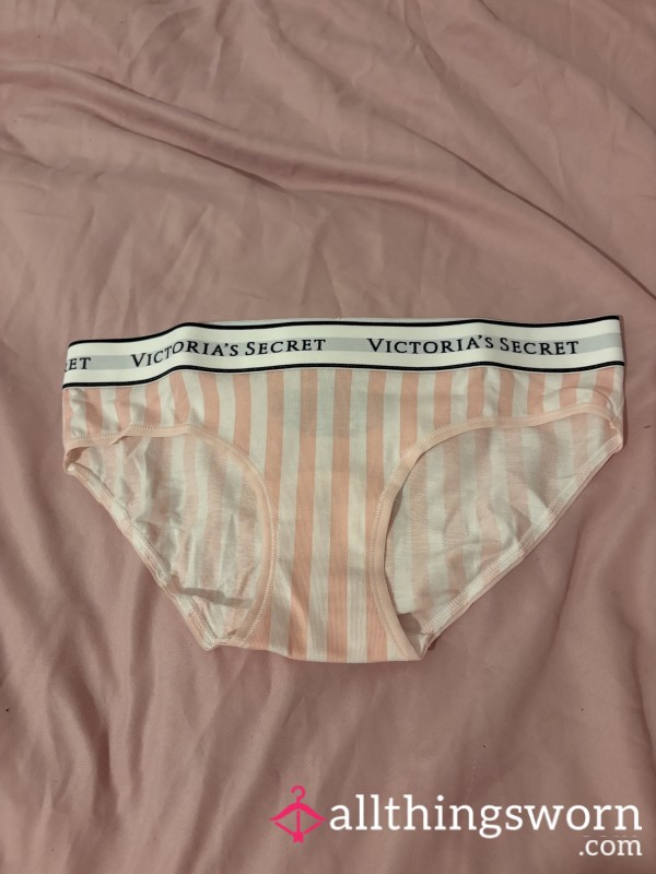 Full Back Pink And White Cla**ic Design Victoria Secret Panties